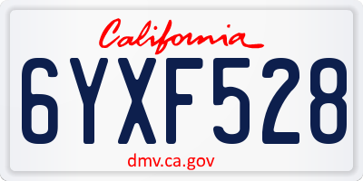 CA license plate 6YXF528