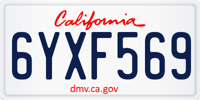 CA license plate 6YXF569