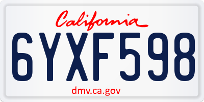 CA license plate 6YXF598