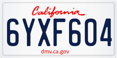 CA license plate 6YXF604
