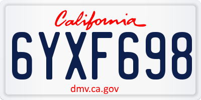 CA license plate 6YXF698