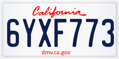 CA license plate 6YXF773