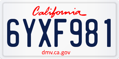 CA license plate 6YXF981