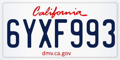 CA license plate 6YXF993