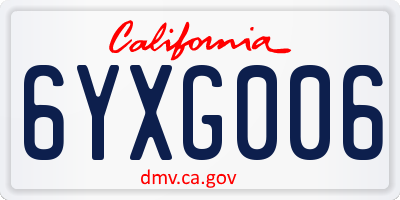 CA license plate 6YXG006