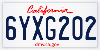 CA license plate 6YXG202