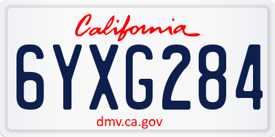 CA license plate 6YXG284