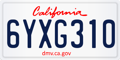 CA license plate 6YXG310