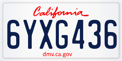 CA license plate 6YXG436