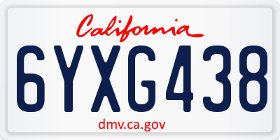 CA license plate 6YXG438