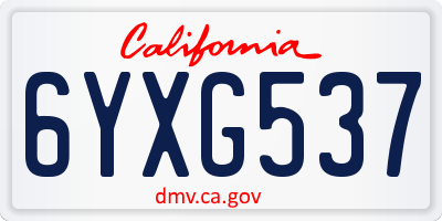 CA license plate 6YXG537