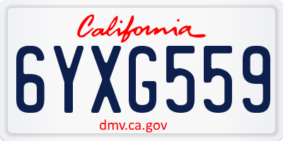 CA license plate 6YXG559