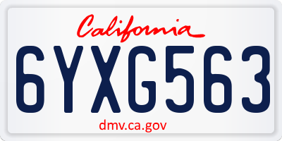 CA license plate 6YXG563