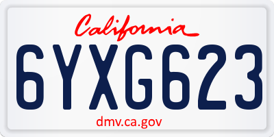 CA license plate 6YXG623