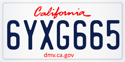 CA license plate 6YXG665