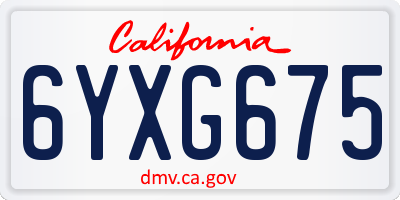 CA license plate 6YXG675
