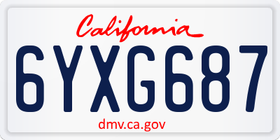 CA license plate 6YXG687