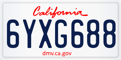 CA license plate 6YXG688