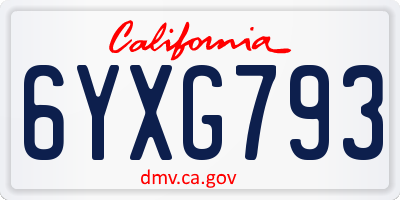 CA license plate 6YXG793