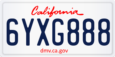 CA license plate 6YXG888