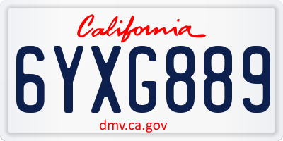 CA license plate 6YXG889