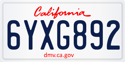 CA license plate 6YXG892