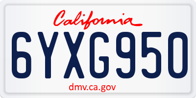 CA license plate 6YXG950