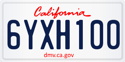 CA license plate 6YXH100