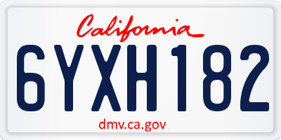CA license plate 6YXH182