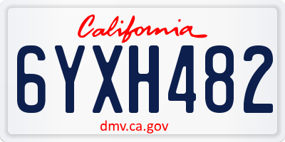 CA license plate 6YXH482