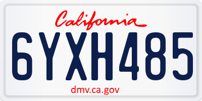 CA license plate 6YXH485