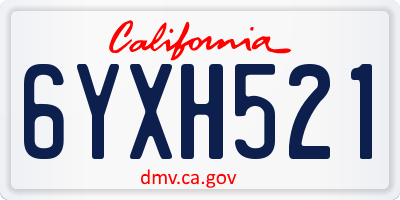 CA license plate 6YXH521
