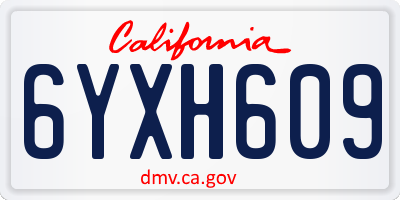 CA license plate 6YXH609