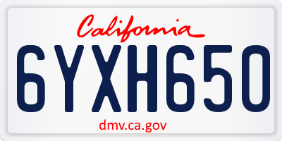 CA license plate 6YXH650