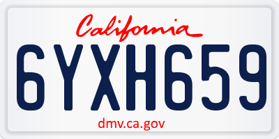 CA license plate 6YXH659