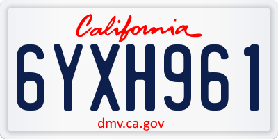 CA license plate 6YXH961