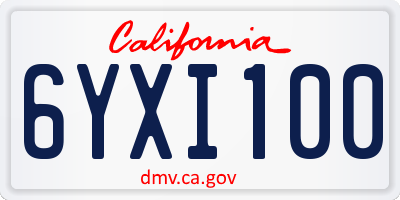 CA license plate 6YXI100