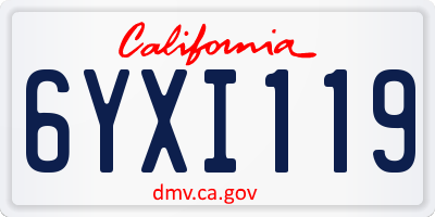 CA license plate 6YXI119