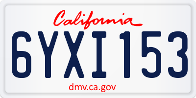 CA license plate 6YXI153