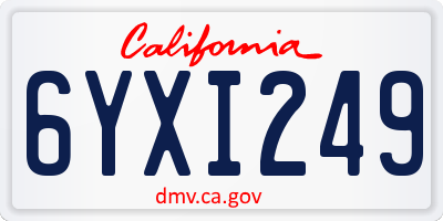 CA license plate 6YXI249