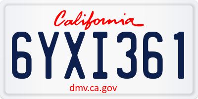 CA license plate 6YXI361