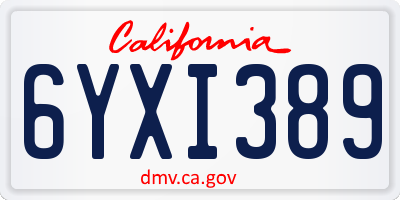 CA license plate 6YXI389