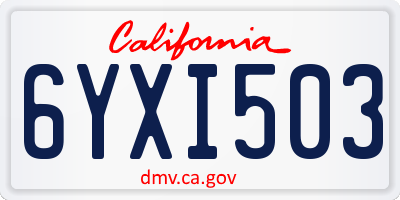 CA license plate 6YXI503