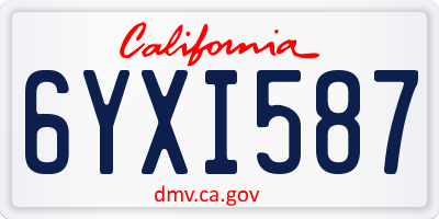 CA license plate 6YXI587