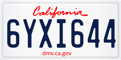 CA license plate 6YXI644