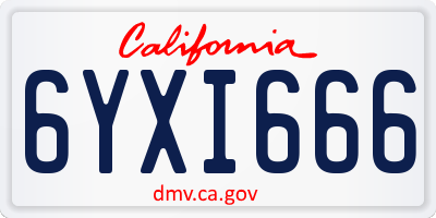 CA license plate 6YXI666