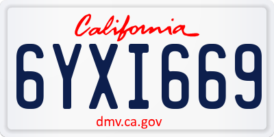 CA license plate 6YXI669