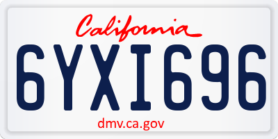 CA license plate 6YXI696