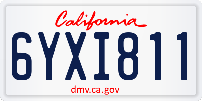 CA license plate 6YXI811