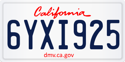 CA license plate 6YXI925